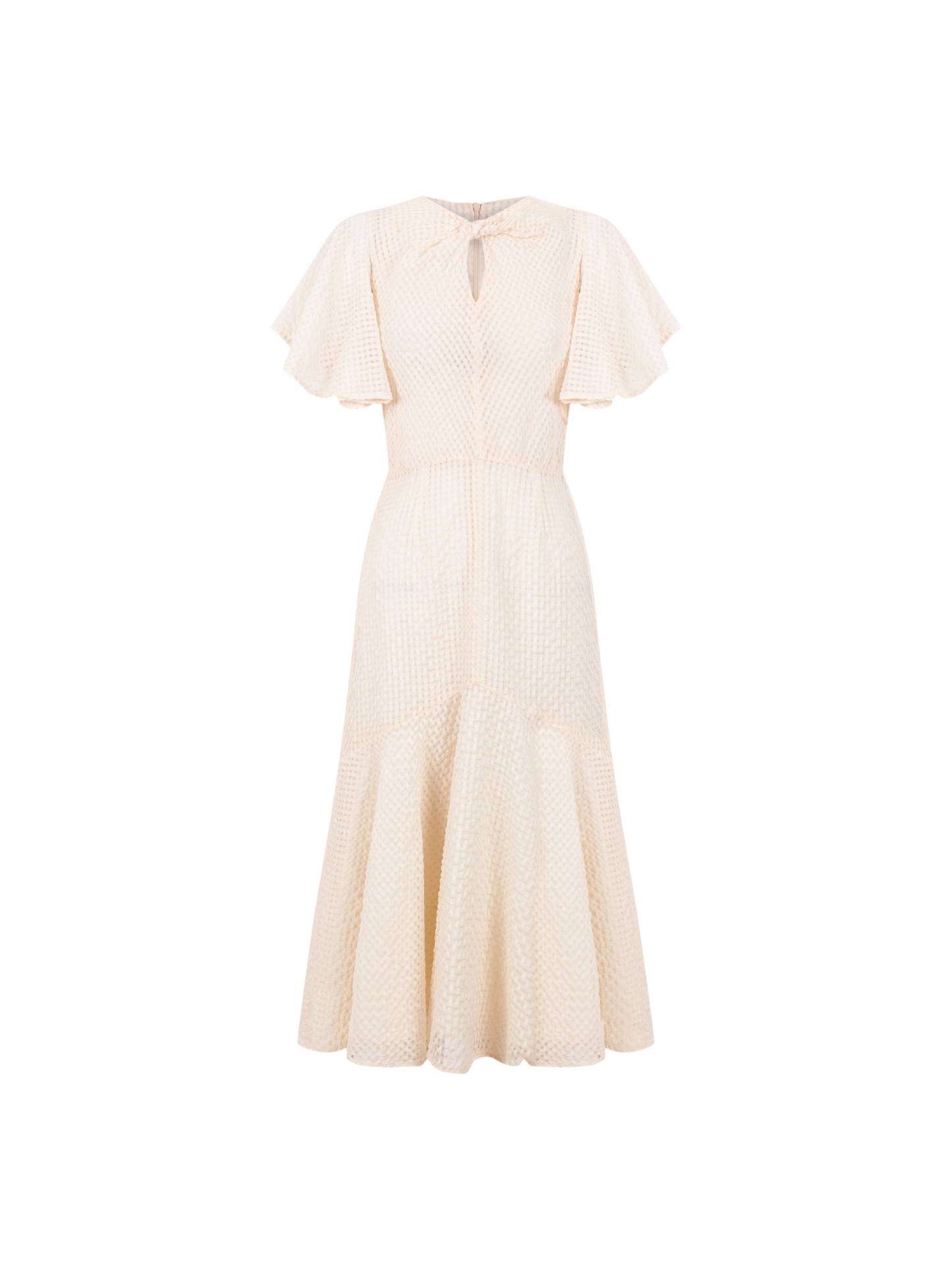 Vestido midi calado crudo