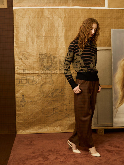 Pantalón carrot marrón de cuadros