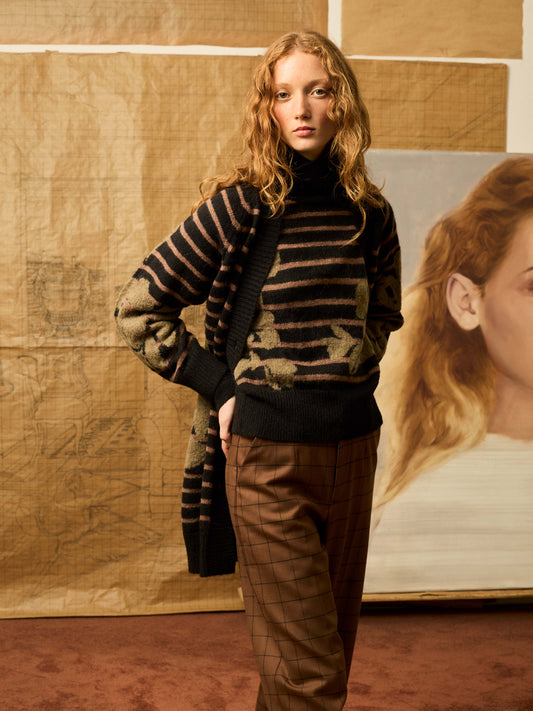 Chaqueta de flores kaki