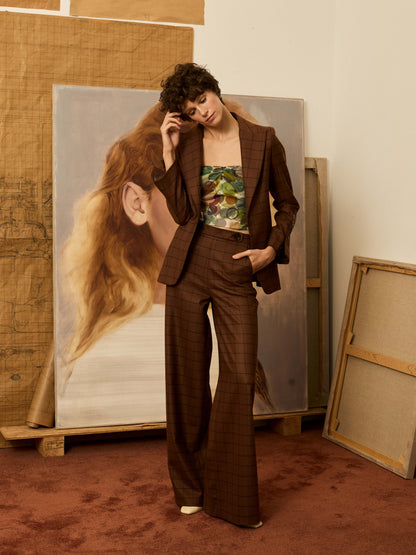 Blazer marrón de cuadros