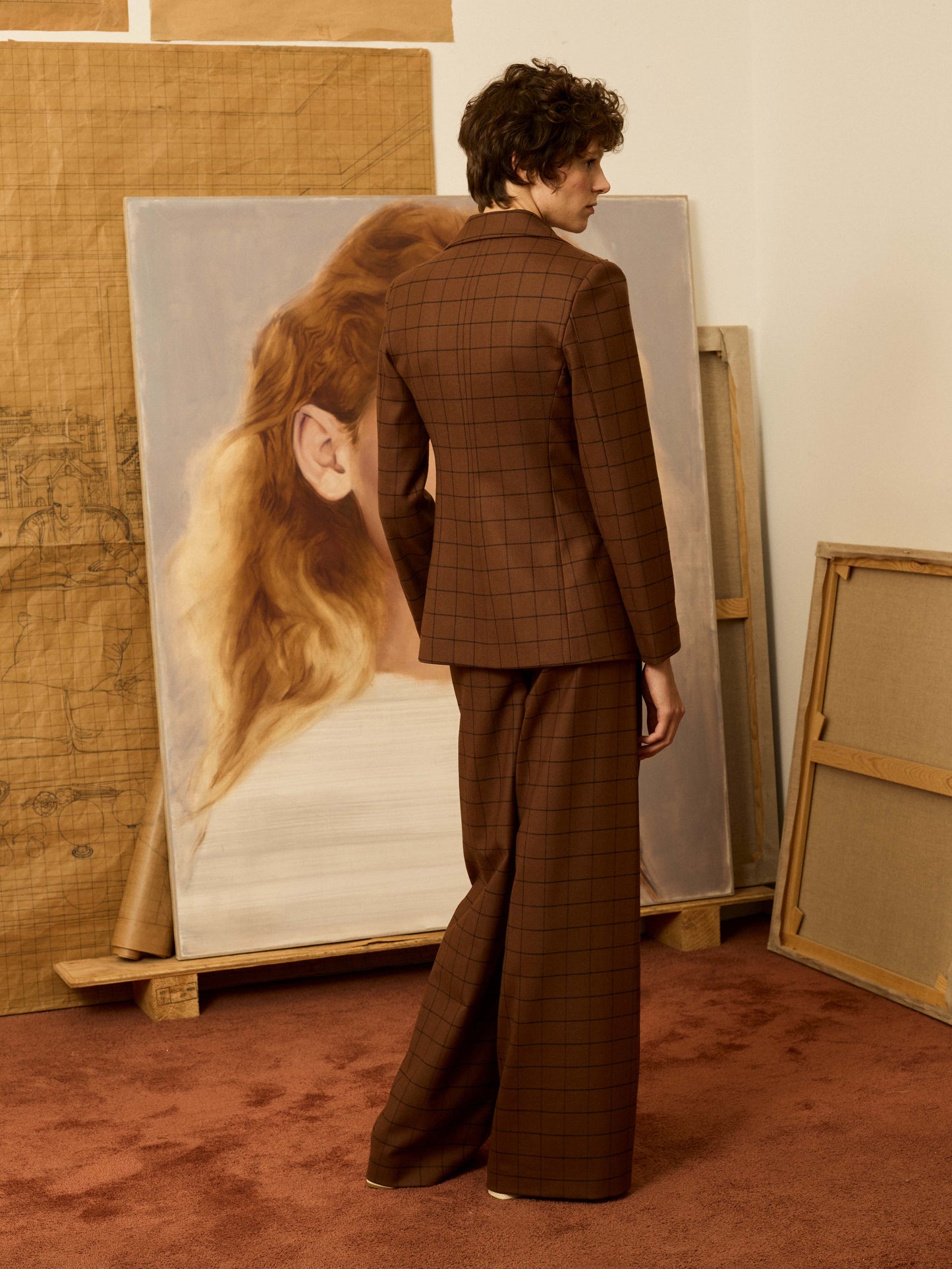 Blazer marrón de cuadros