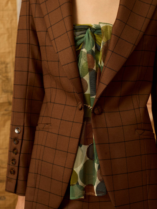 Blazer marrón de cuadros