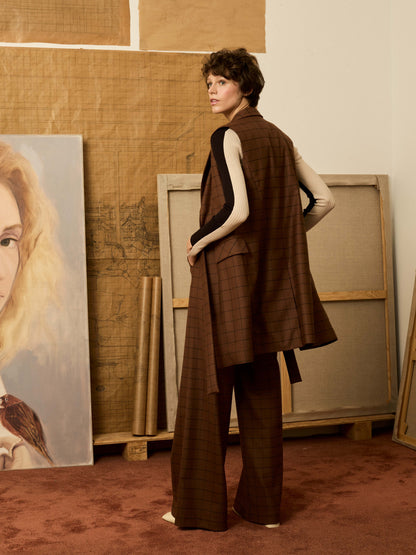 Chaleco de cuadros marrón