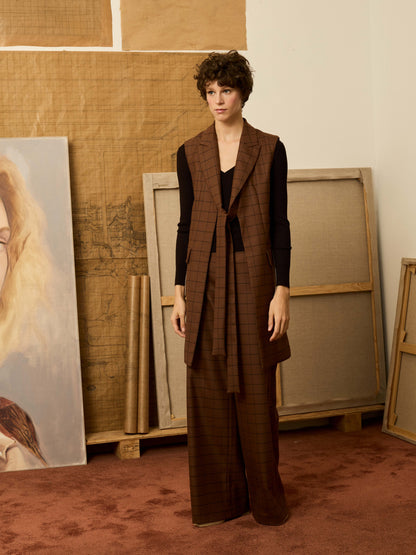 Chaleco de cuadros marrón