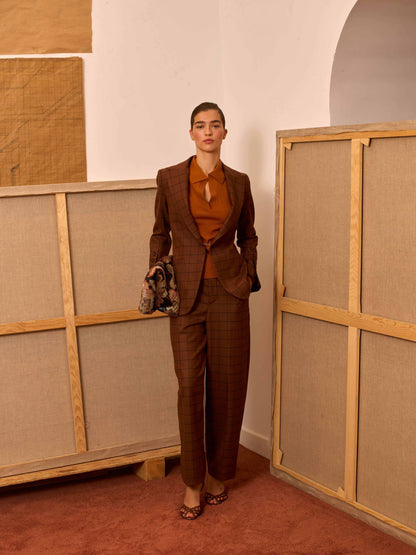 Blazer marrón de cuadros