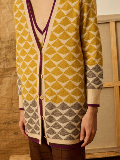 Chaqueta greca de intarsia amarilla