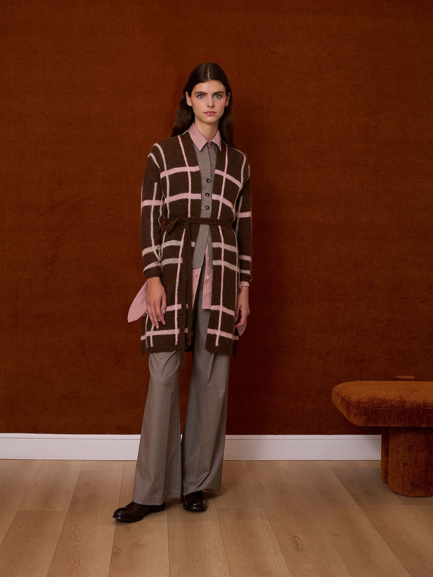 Chaqueta de cuadros marrón