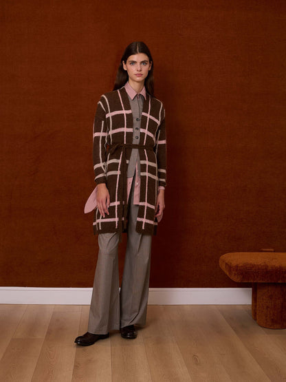 Chaqueta de cuadros marrón