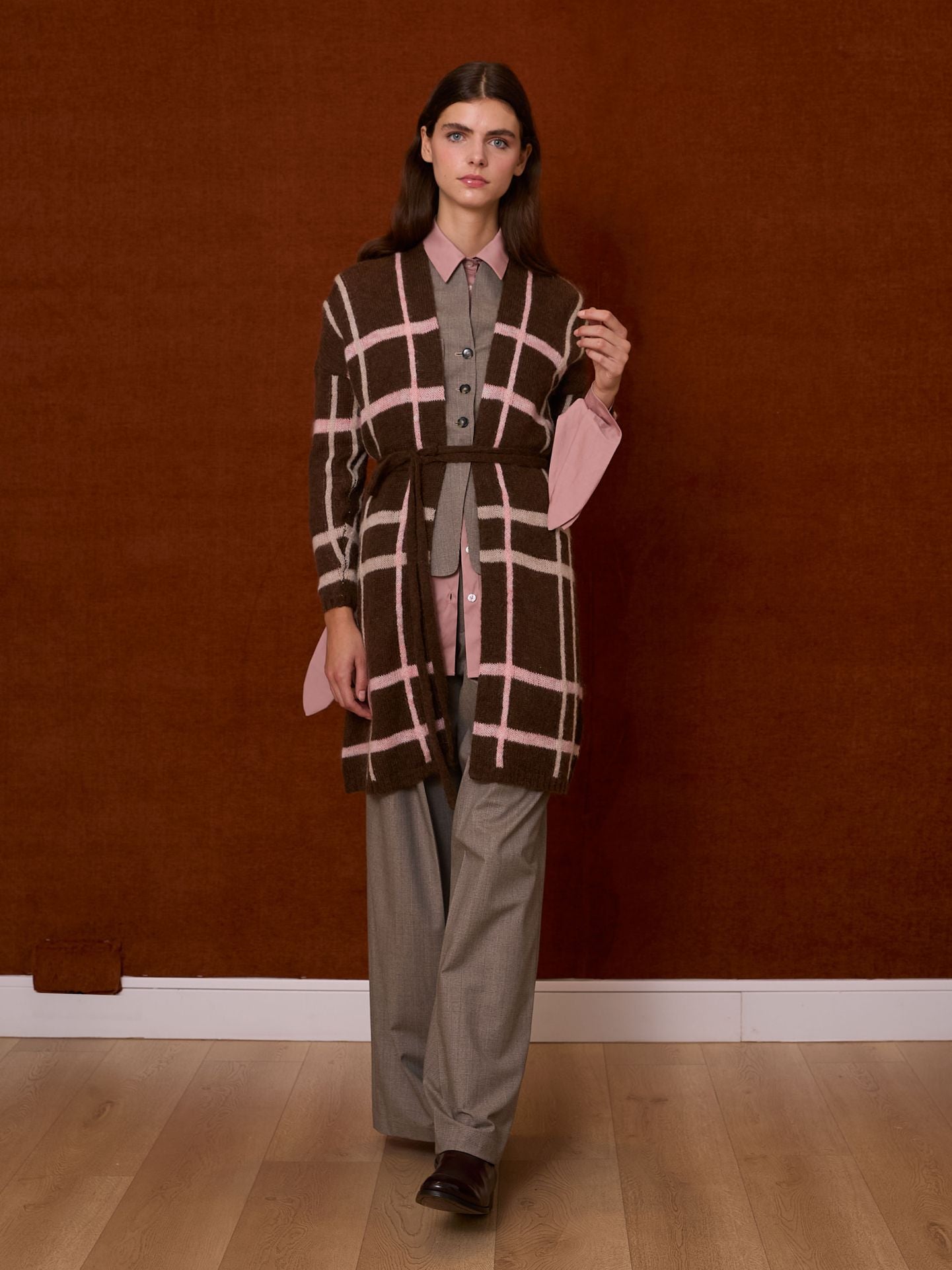 Chaqueta de cuadros marrón