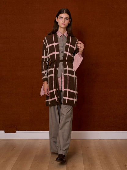 Chaqueta de cuadros marrón