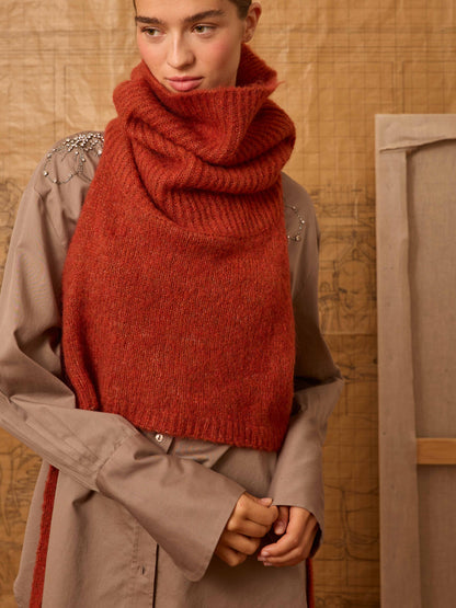 Cuello de lana teja