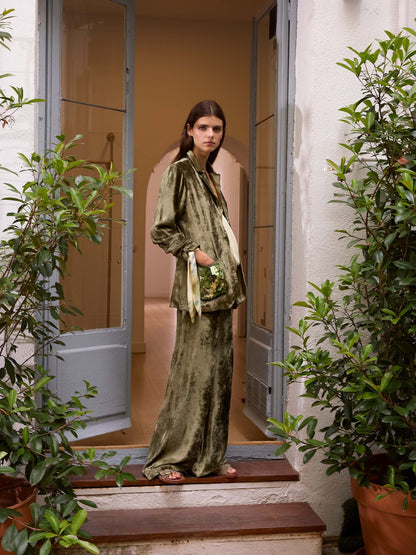 Blazer de terciopelo y lentejuelas verde