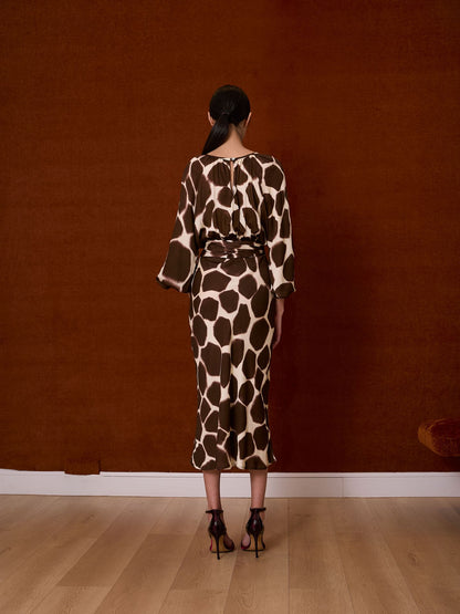 Vestido midi animal print con cinturon