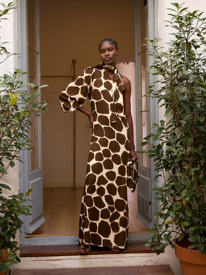 Vestido asimétrico animal print