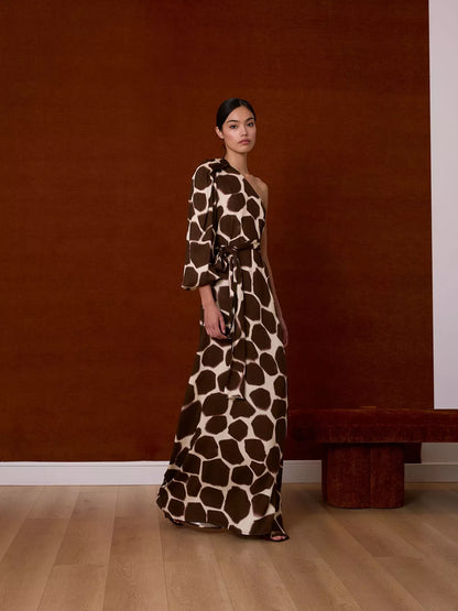 Vestido asimétrico animal print