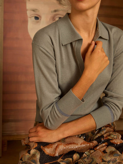 Polo de punto color aguamarina