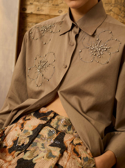 Camisa topo bordado pedrería