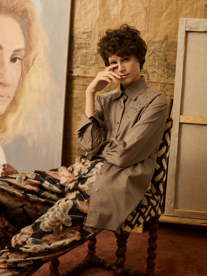 Camisa topo bordado pedrería