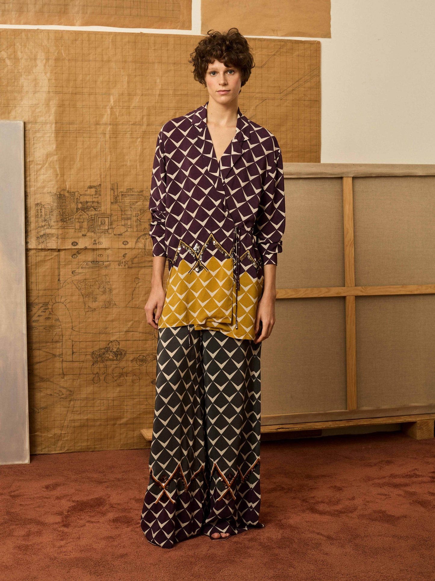 Blazer camisera greca granate