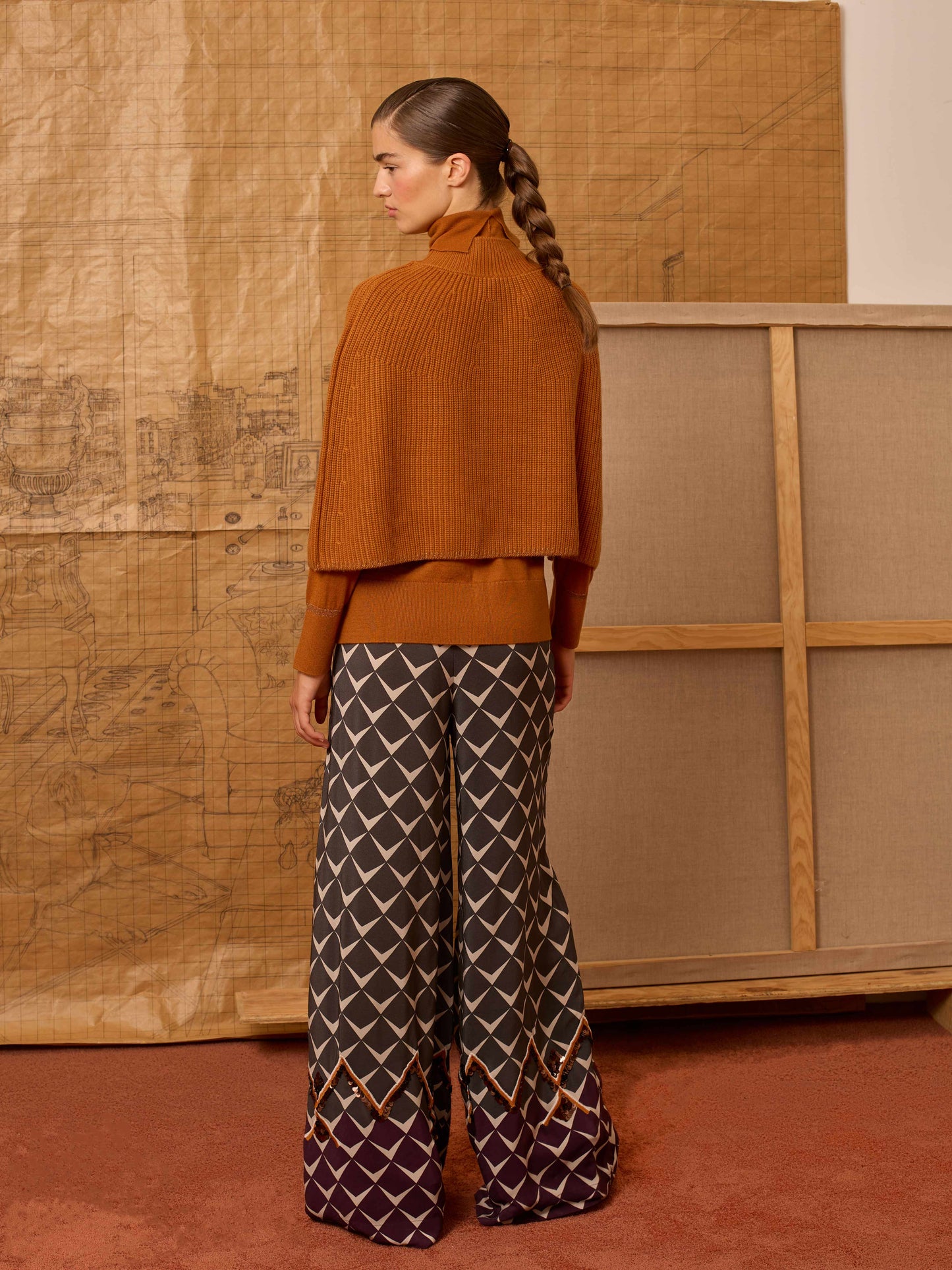 Poncho canalé naranja