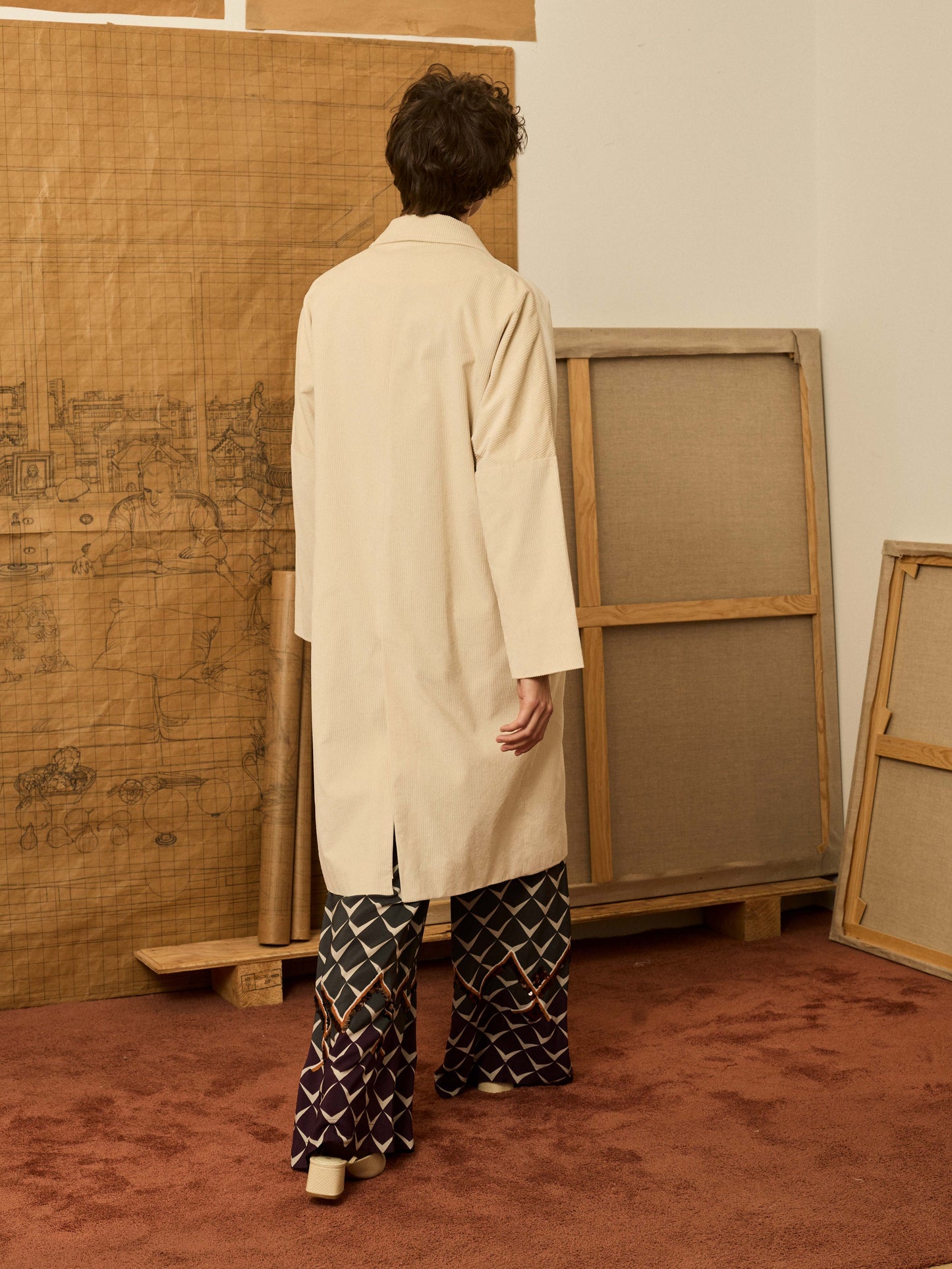 Abrigo de pana marfil