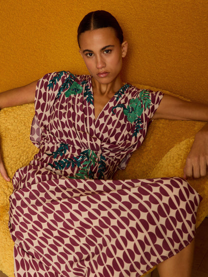 Vestido midi granos café granate