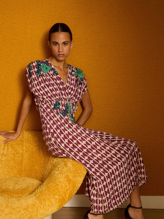 Vestido midi granos café granate