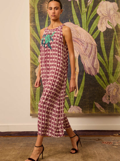 Vestido sin mangas granos café granate