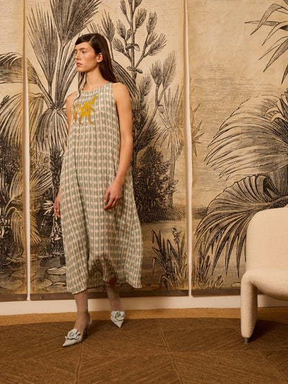 Vestido sin mangas granos café celeste