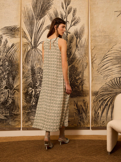 Vestido sin mangas granos café celeste