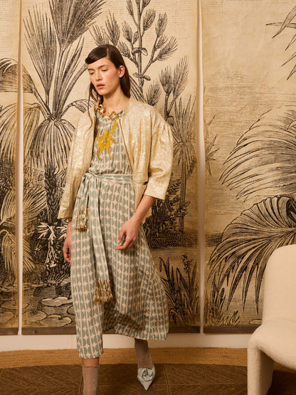 Vestido sin mangas granos café celeste