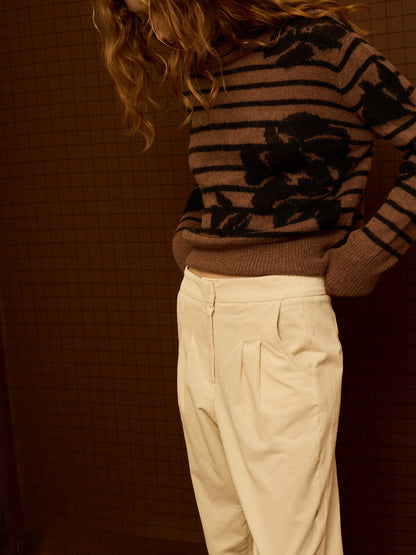 Pantalón baggy de pana marfil