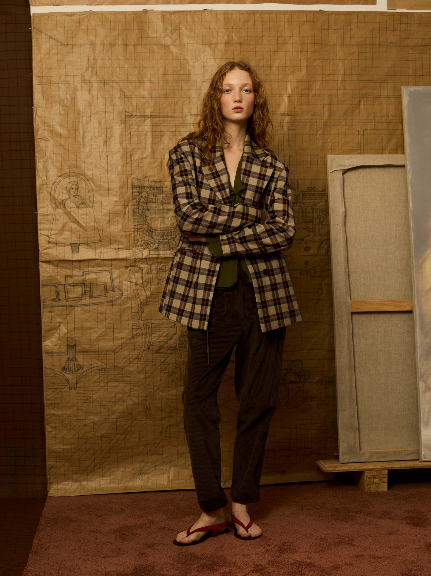 Pantlaón baggy de pana kaki