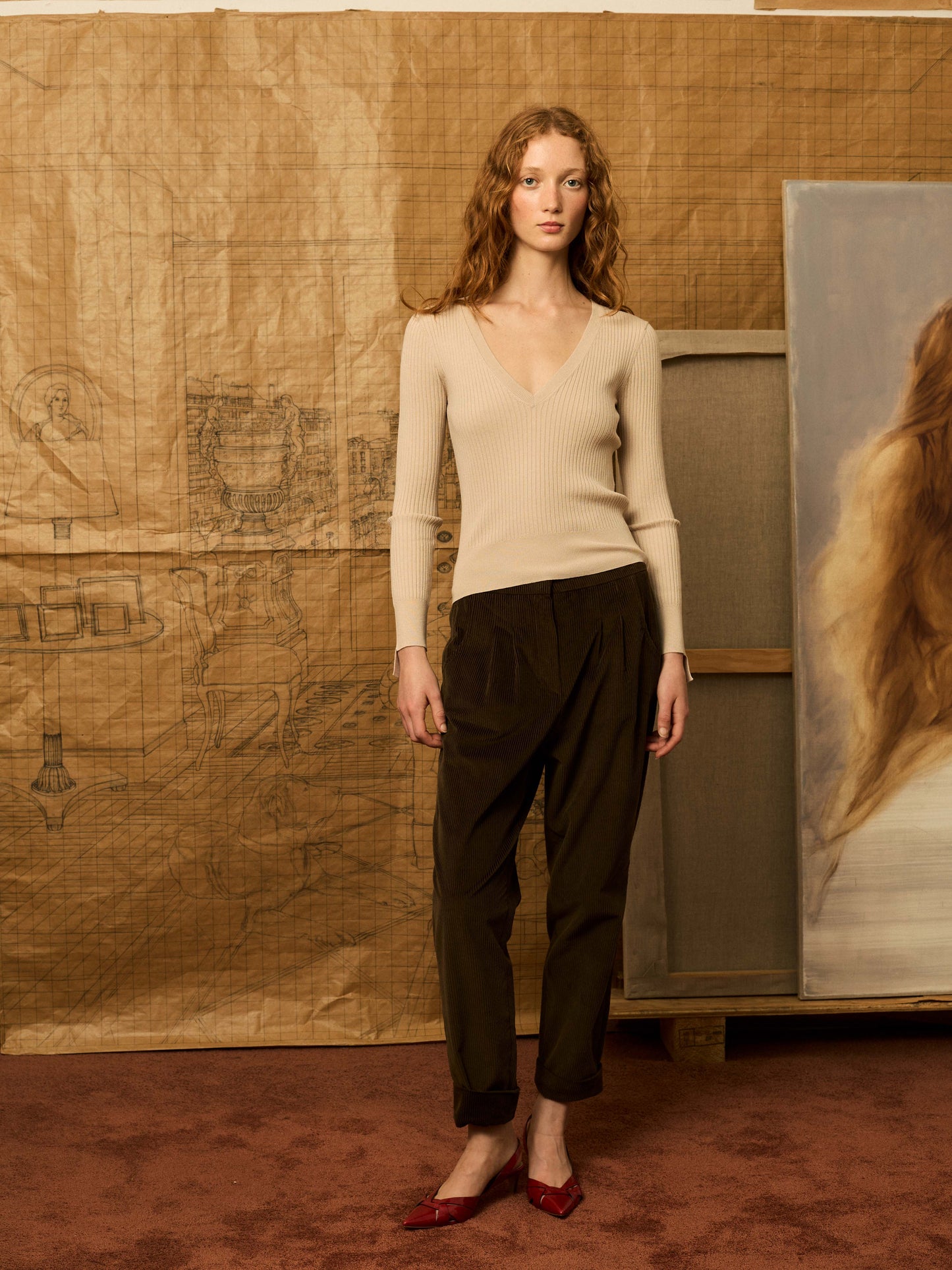 Pantlaón baggy de pana kaki