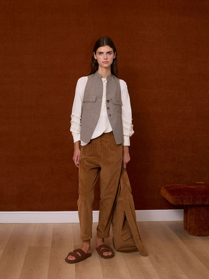 Camisa satinada manga ranglan marfil