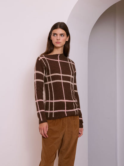 Jersey de cuadros color marrón