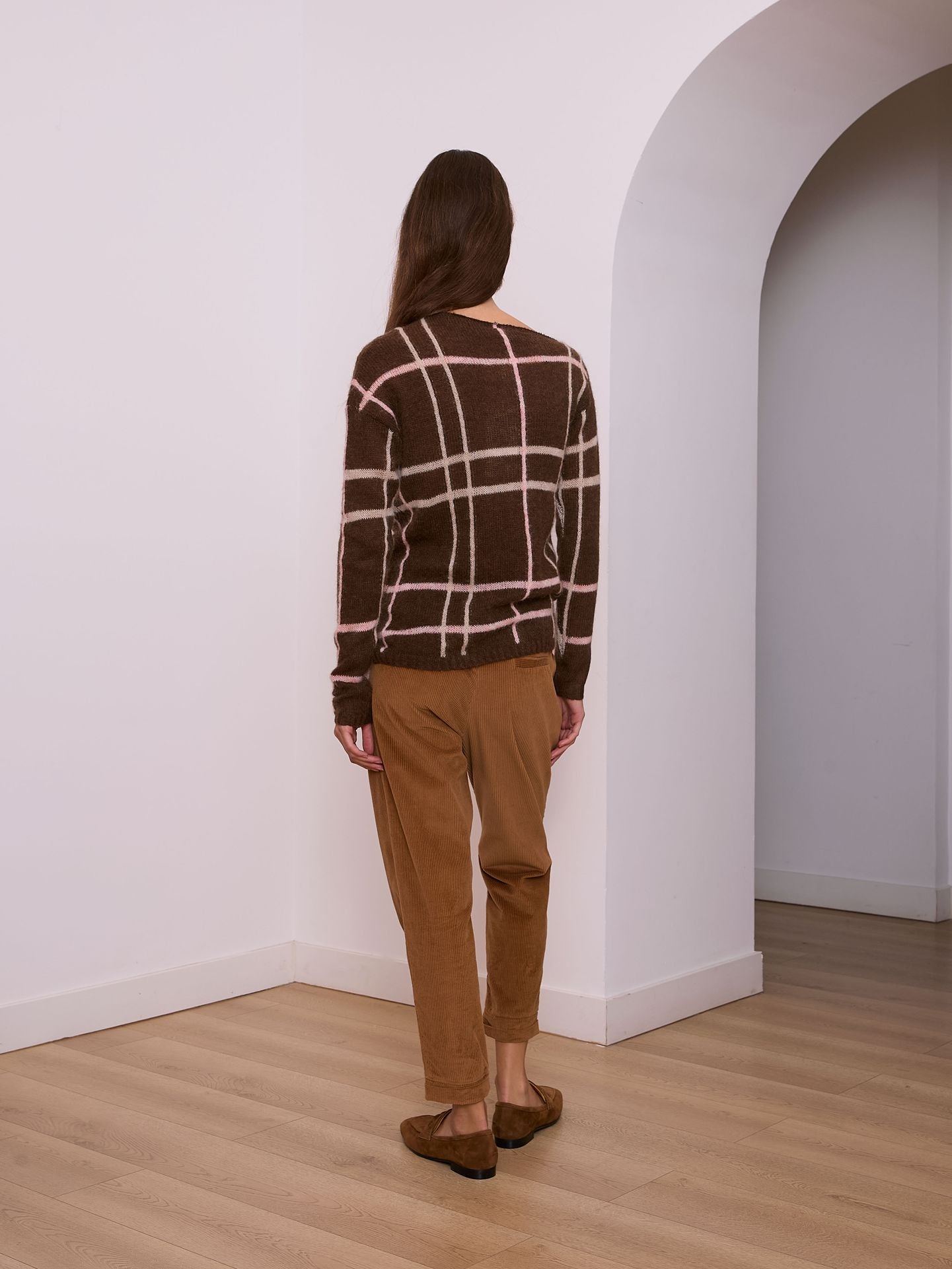 Jersey de cuadros color marrón