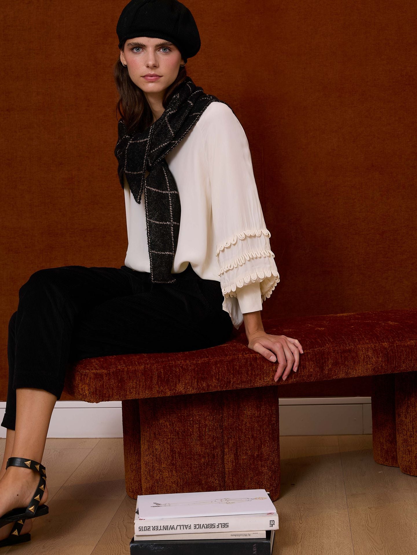 Camisa satinada manga ranglan marfil