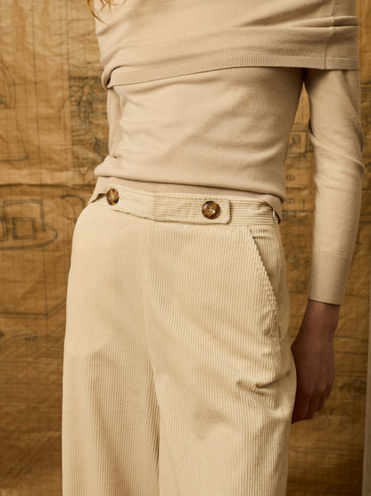 Pantalón palazzo pana marfil