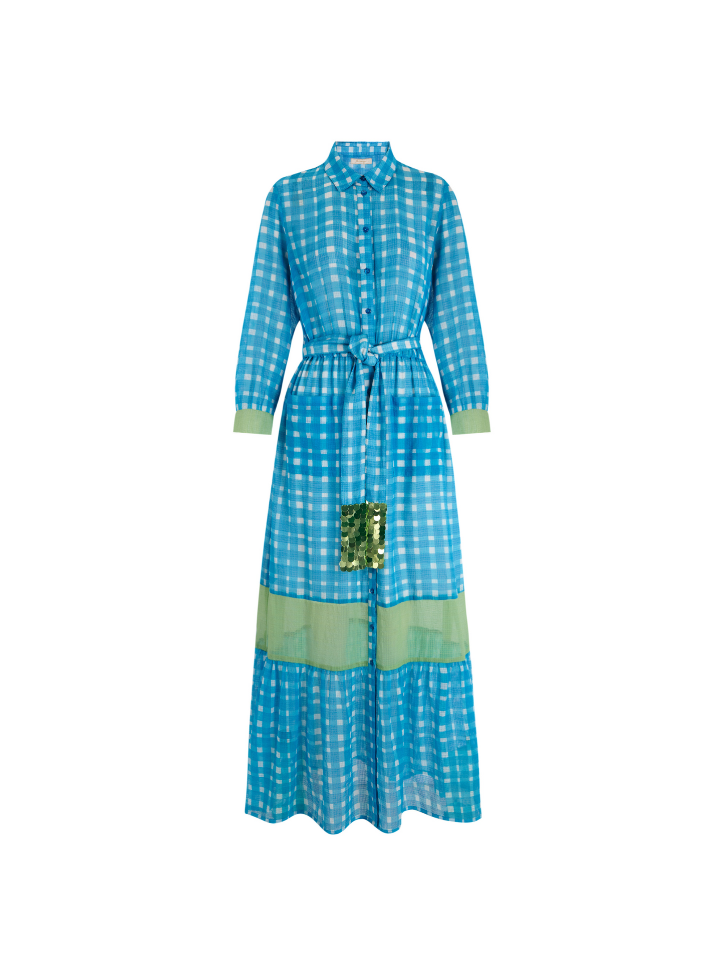 Vestido camisero azul de cuadros