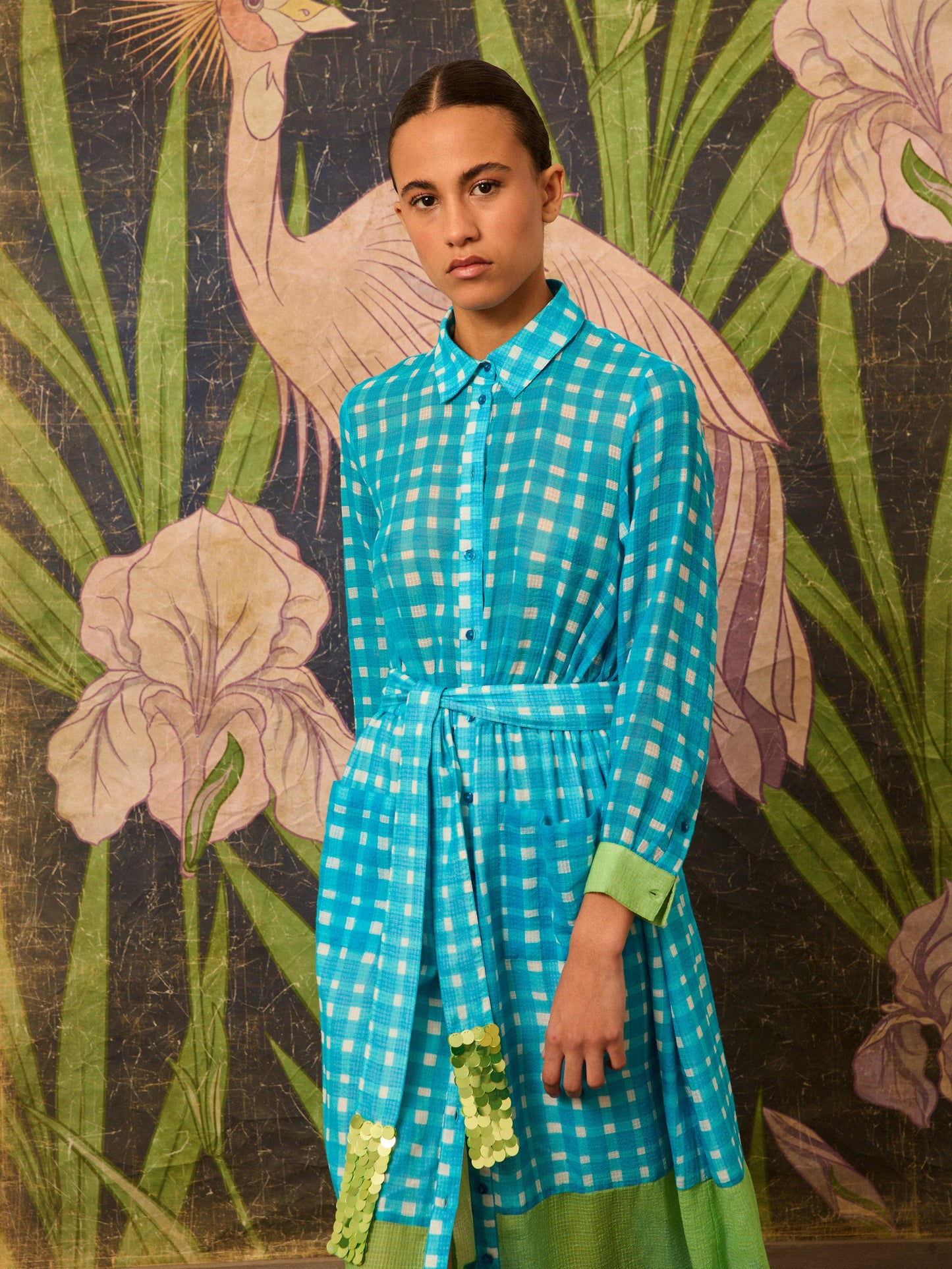 Vestido camisero azul de cuadros