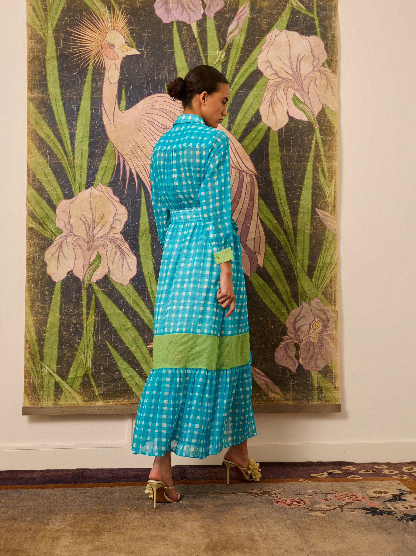 Vestido camisero azul de cuadros