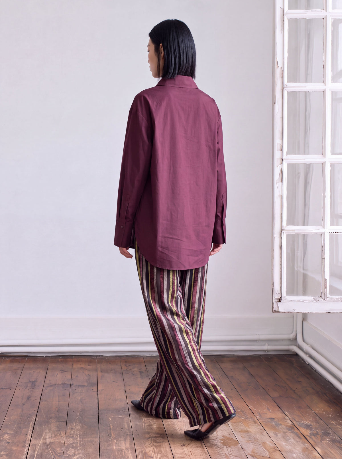 Camisa vino larga de popelín