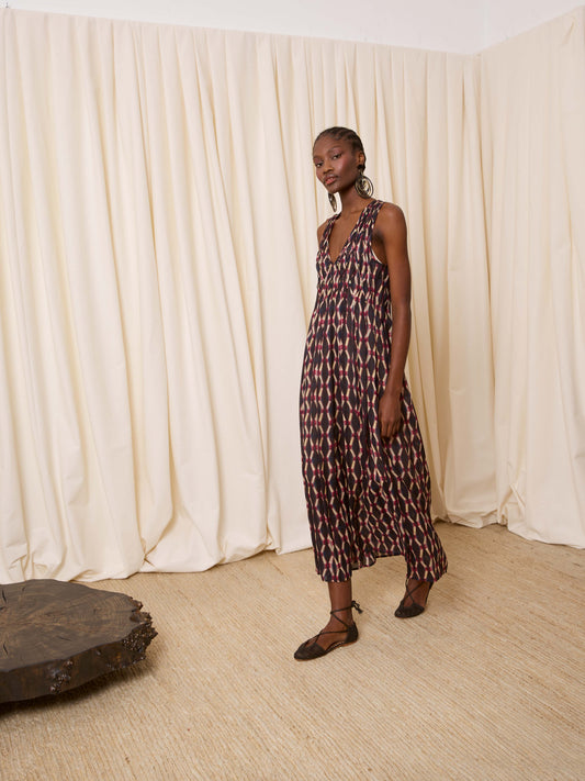 Vestido geométrico granate