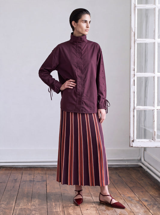 Camisa botones de popelín vino