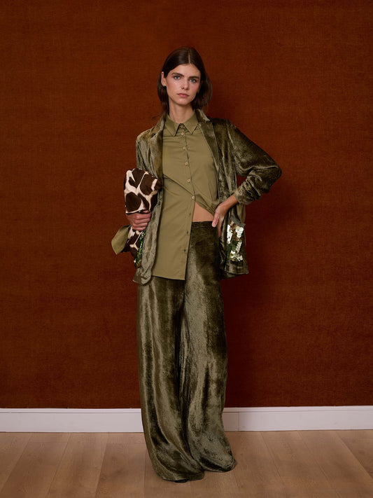 Camisa popelín con nudos kaki