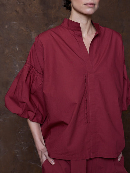 Camisa de popelín ciruela