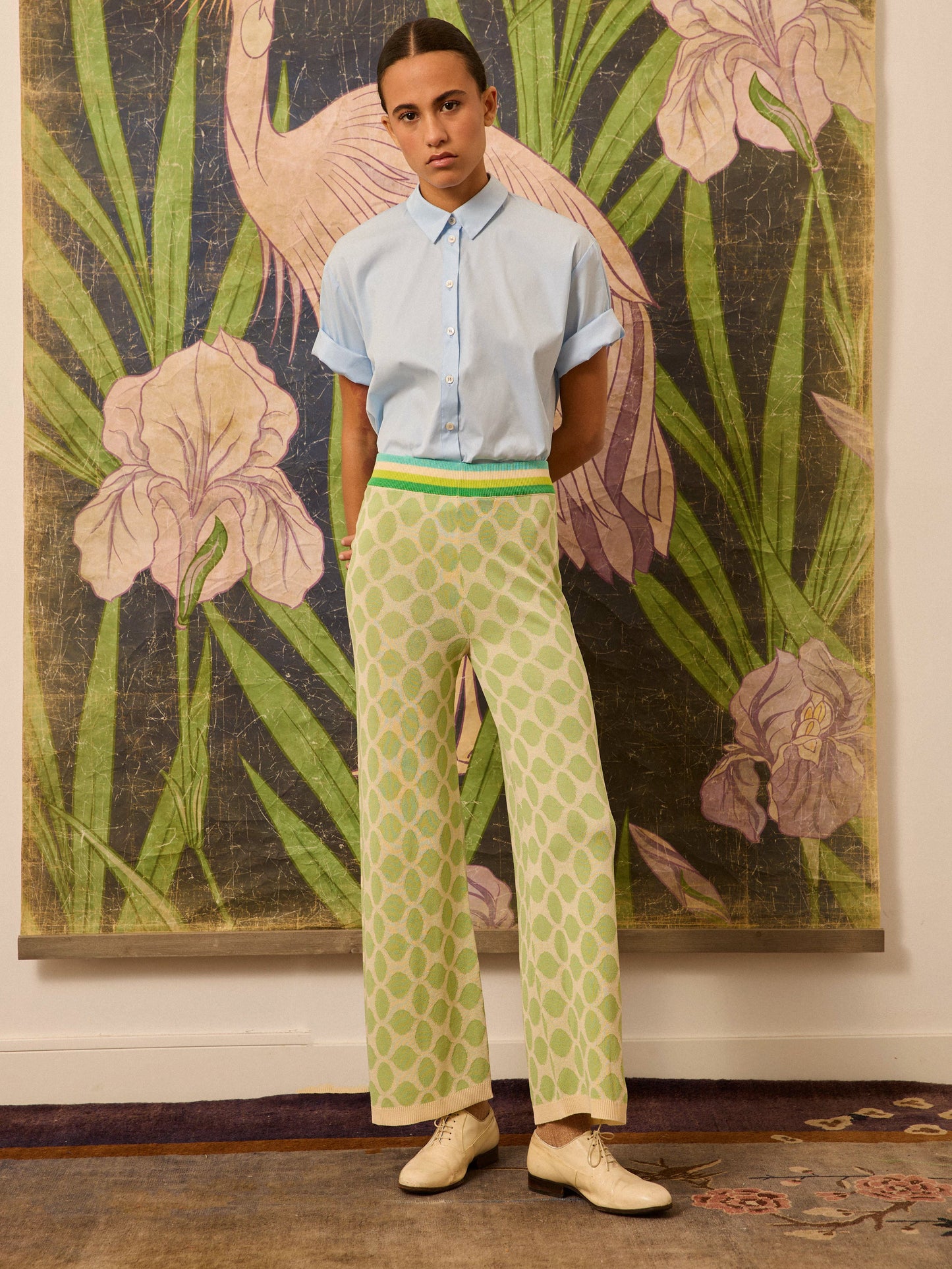 Pantalón intarsia verde