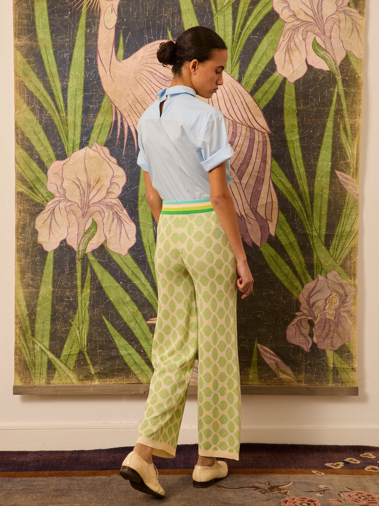 Pantalón intarsia verde