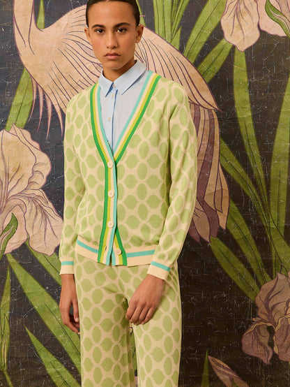 Chaqueta con intarsia verde